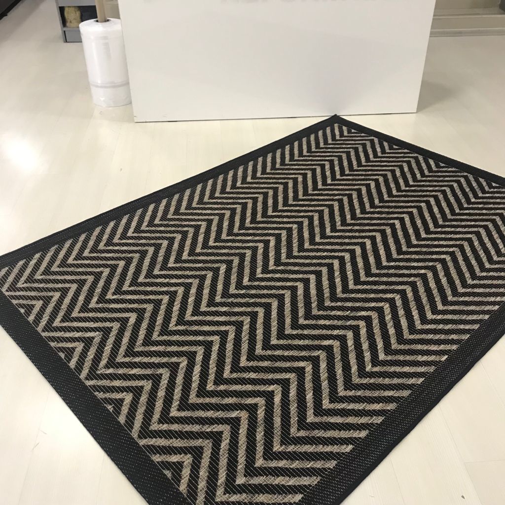 Jüt Sisal Gri Siyah Makine Halısı