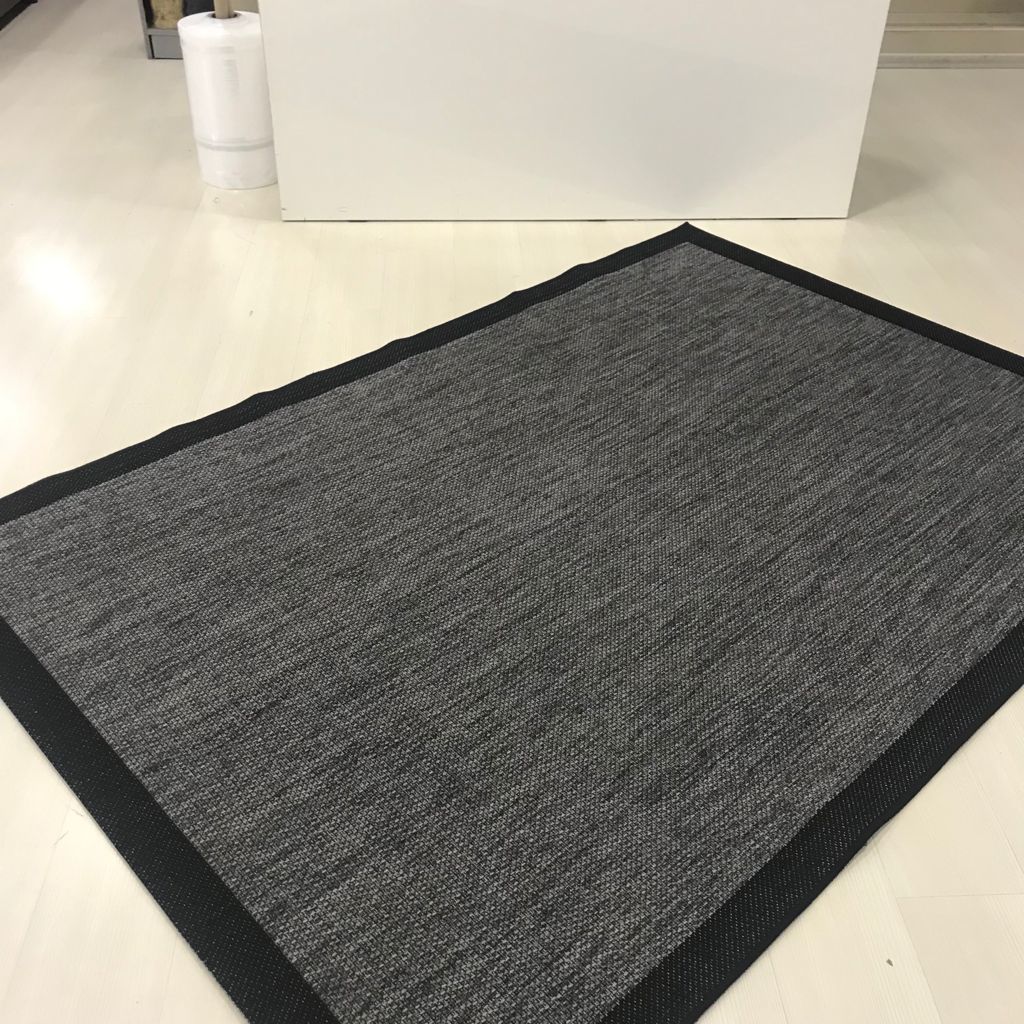 Jüt Sisal Gri Siyah Makine Halısı 