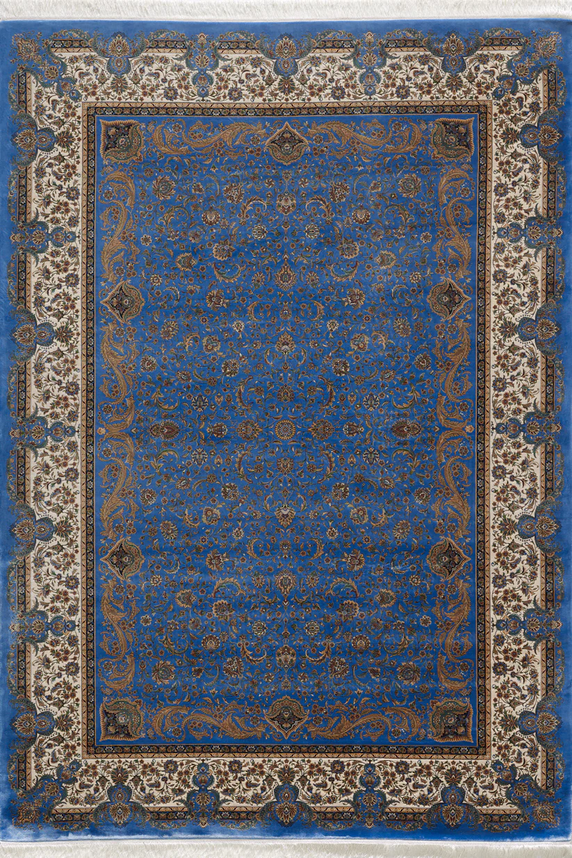 Antique Majesty Geleneksel İpek Halı - Mavi 