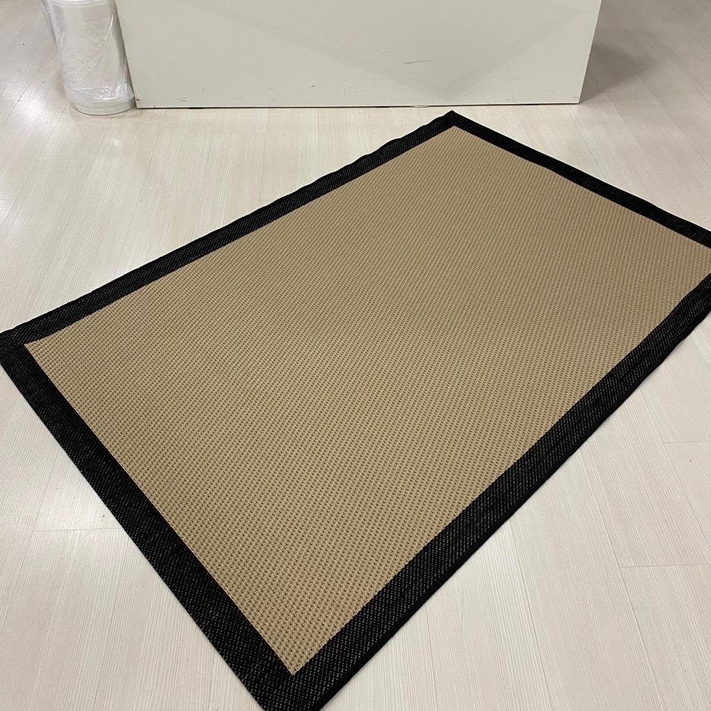 Jüt Sisal Bej Siyah Makine Halısı