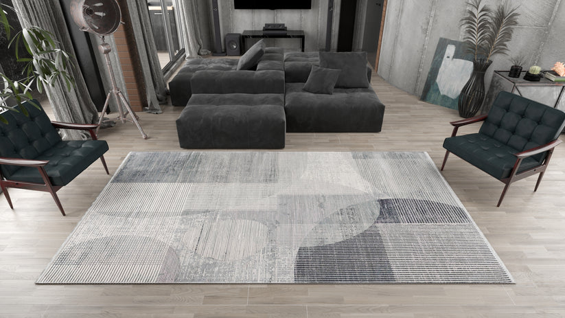 Graphite Grid Contemporary Halı