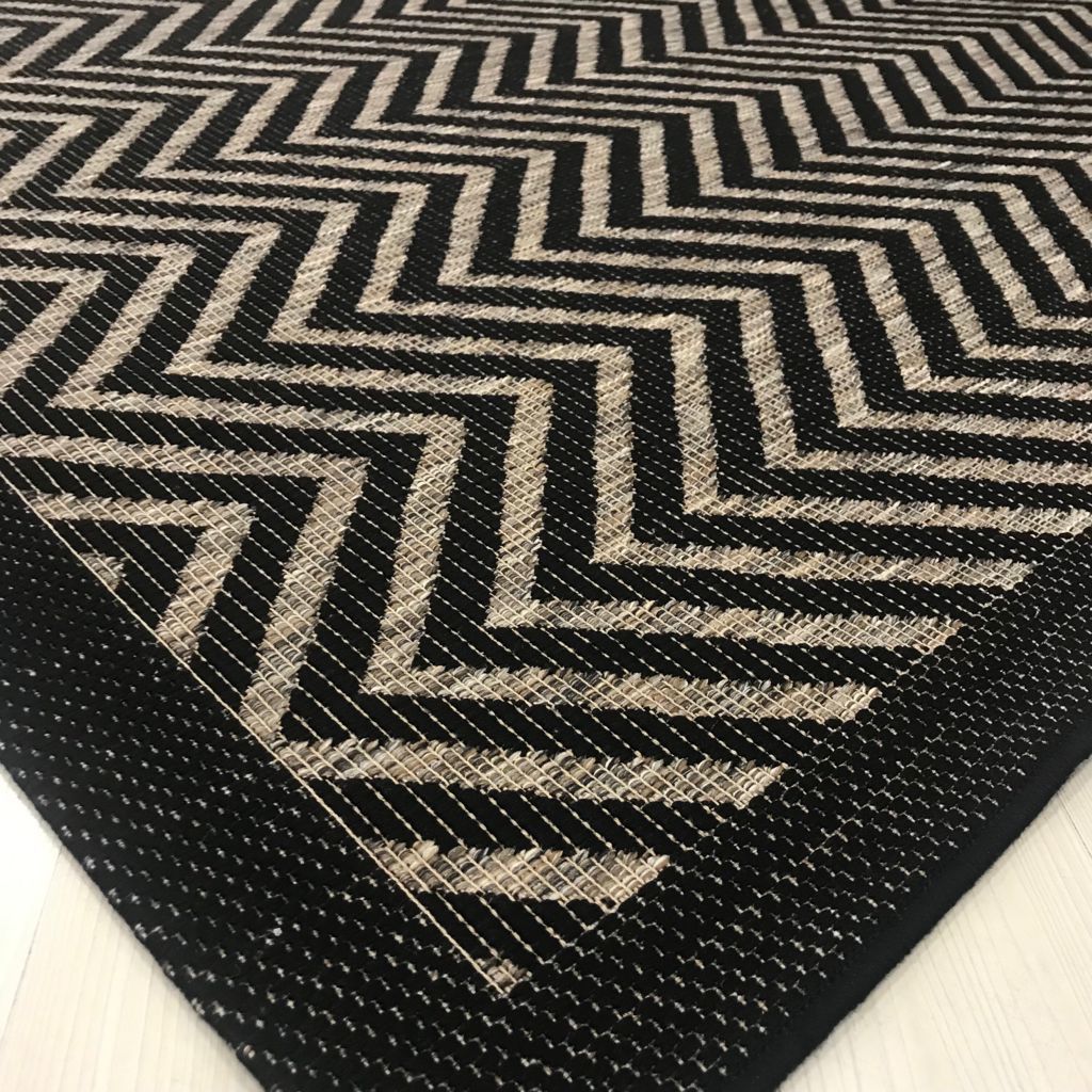Jüt Sisal Gri Siyah Makine Halısı