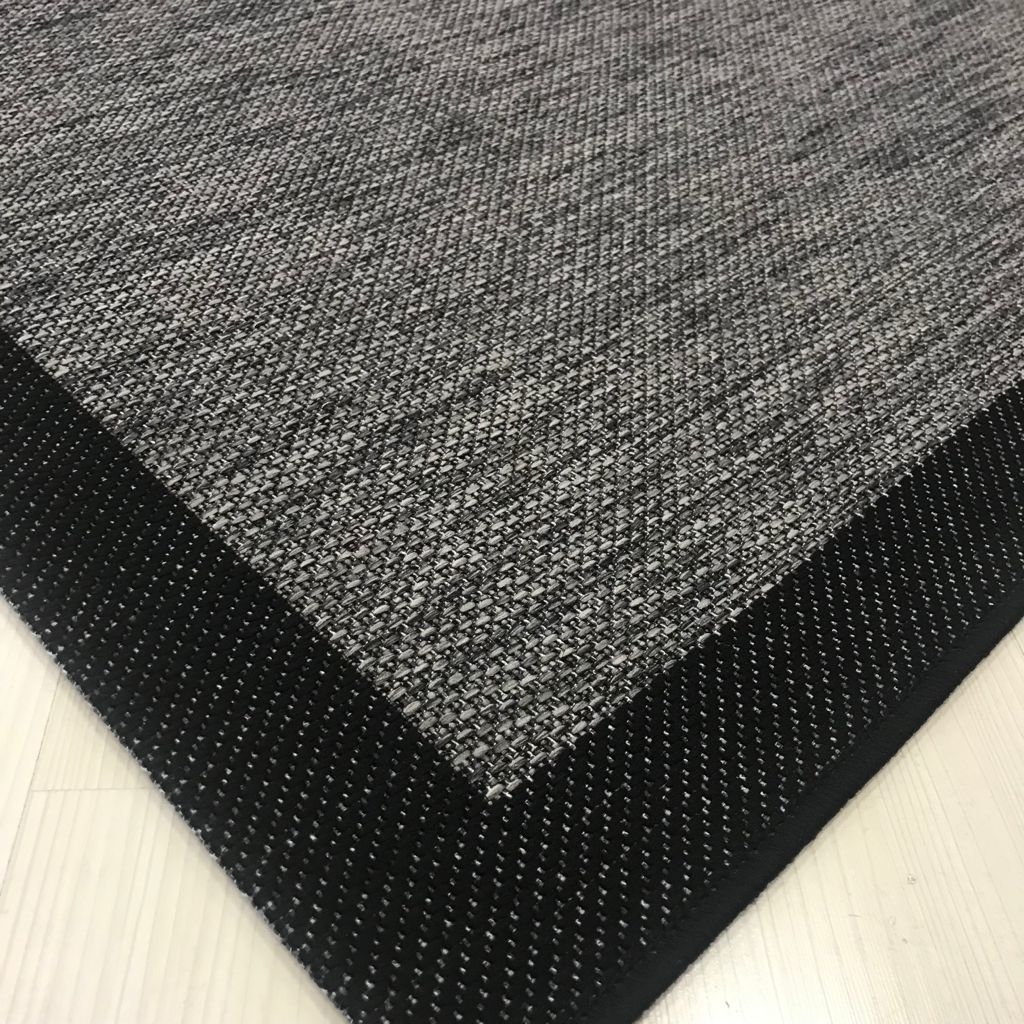 Jüt Sisal Gri Siyah Makine Halısı 