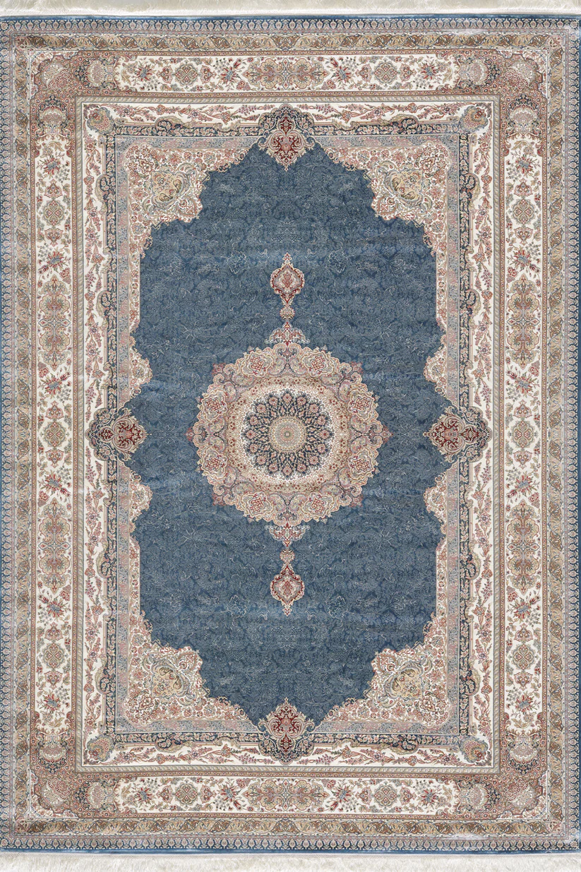 Mosaic Blue İpek Madalyon Desenli Hal