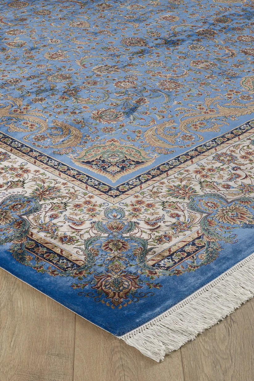 Antique Majesty Geleneksel İpek Halı - Mavi 