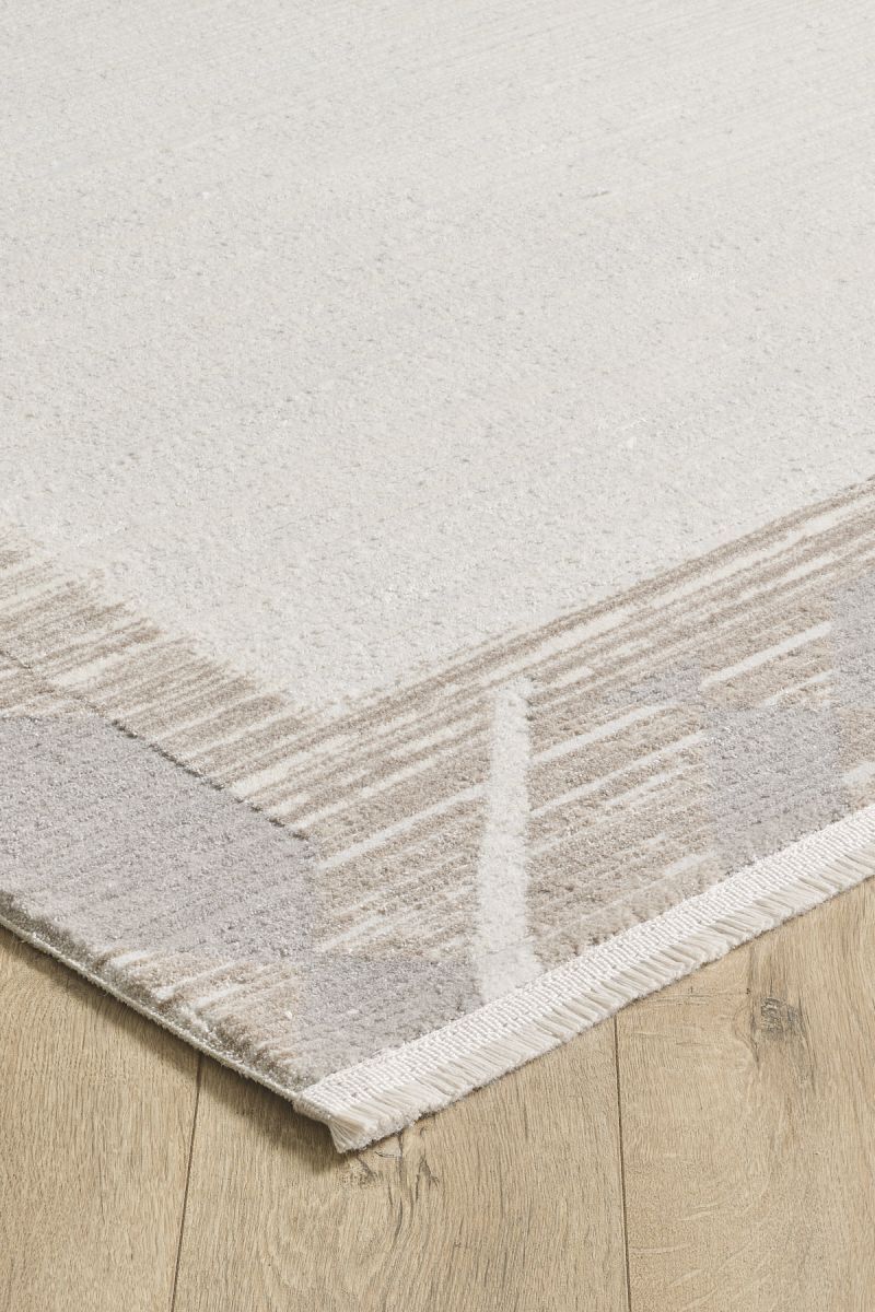 Nera - Sandstone Takma Saçaklı Modern Salon Halısı