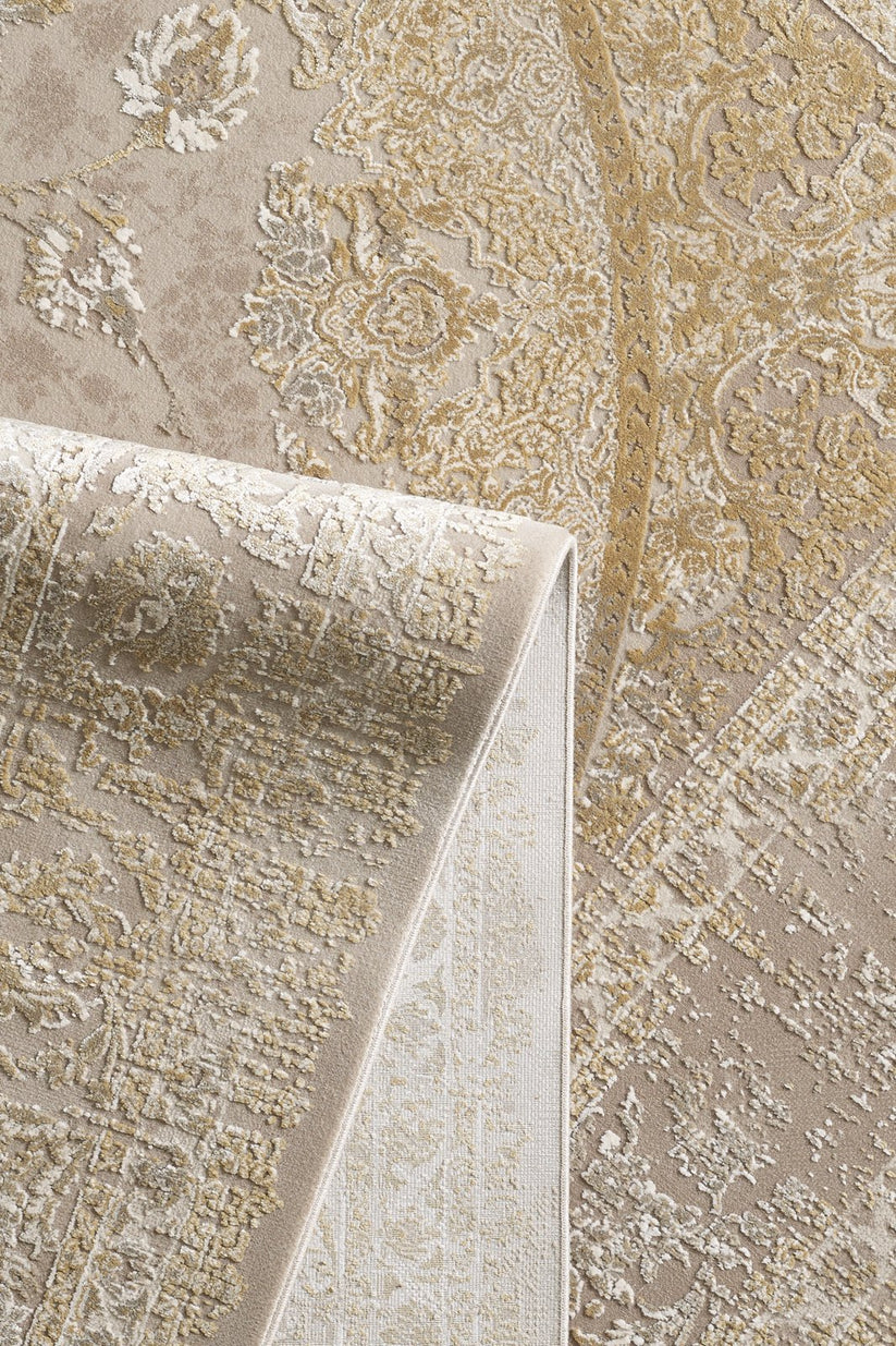 Reimagined Heritage Modernised Madalyon Desenli Halı - Altın Rengi