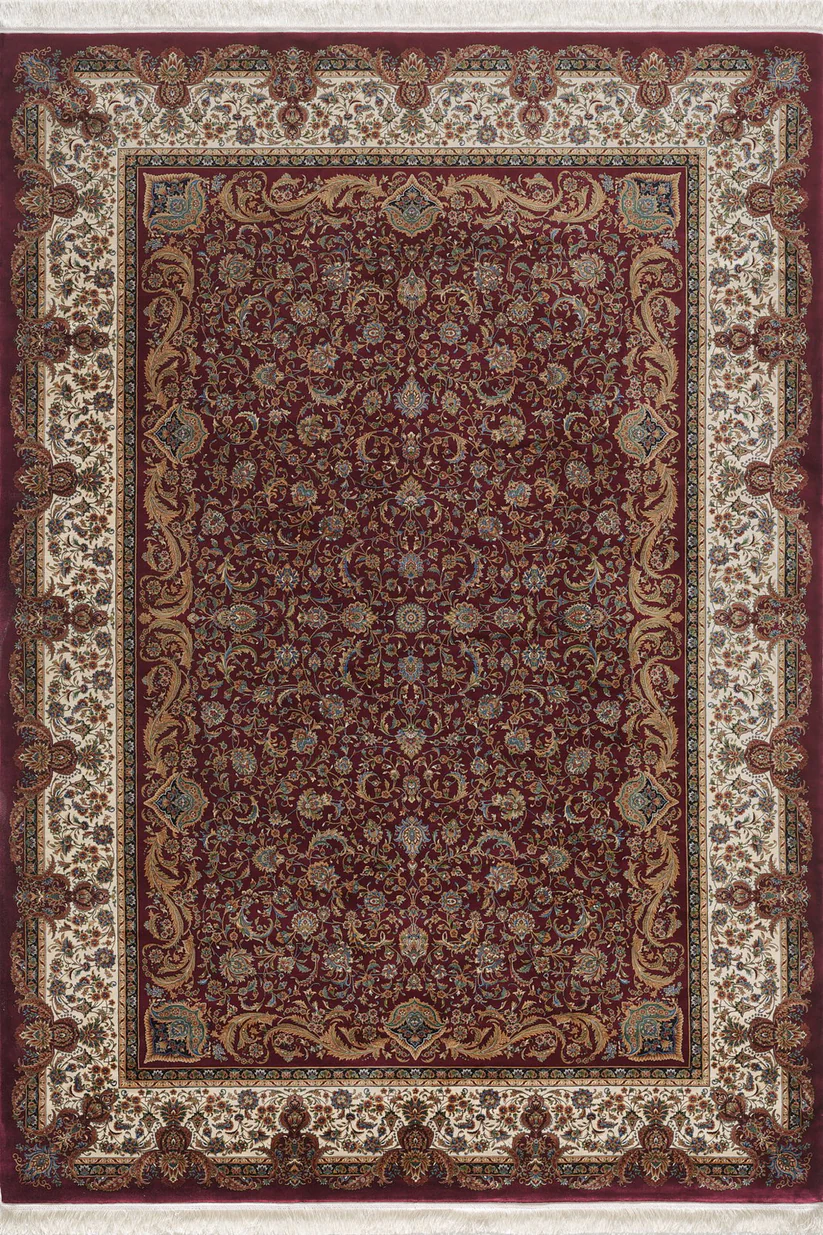 Antique Majesty Geleneksel İpek Halı - Bordo