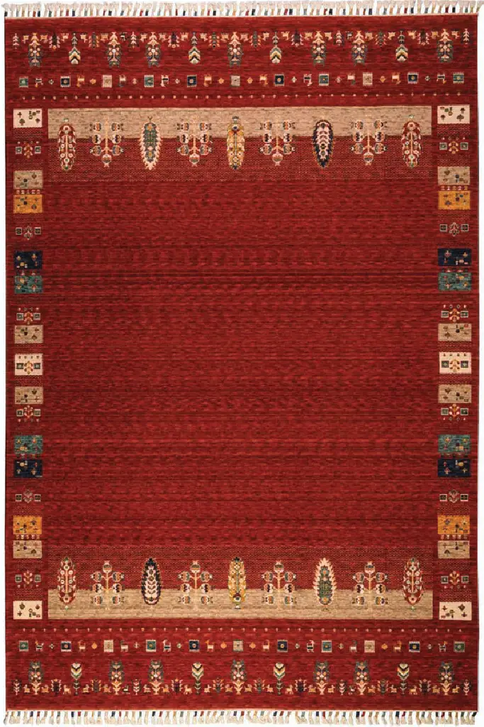 Sultani 809 Kırmızı Natürel Bambu ve Yün Halı